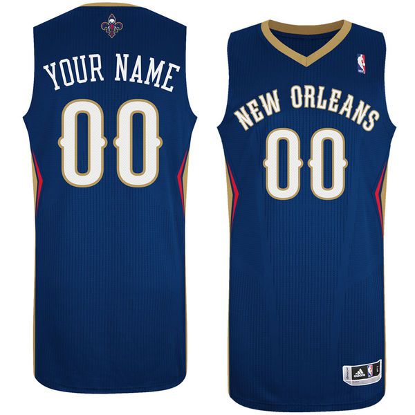 Men New Orleans Pelicans Navy Custom Authentic NBA Jersey->customized nba jersey->Custom Jersey